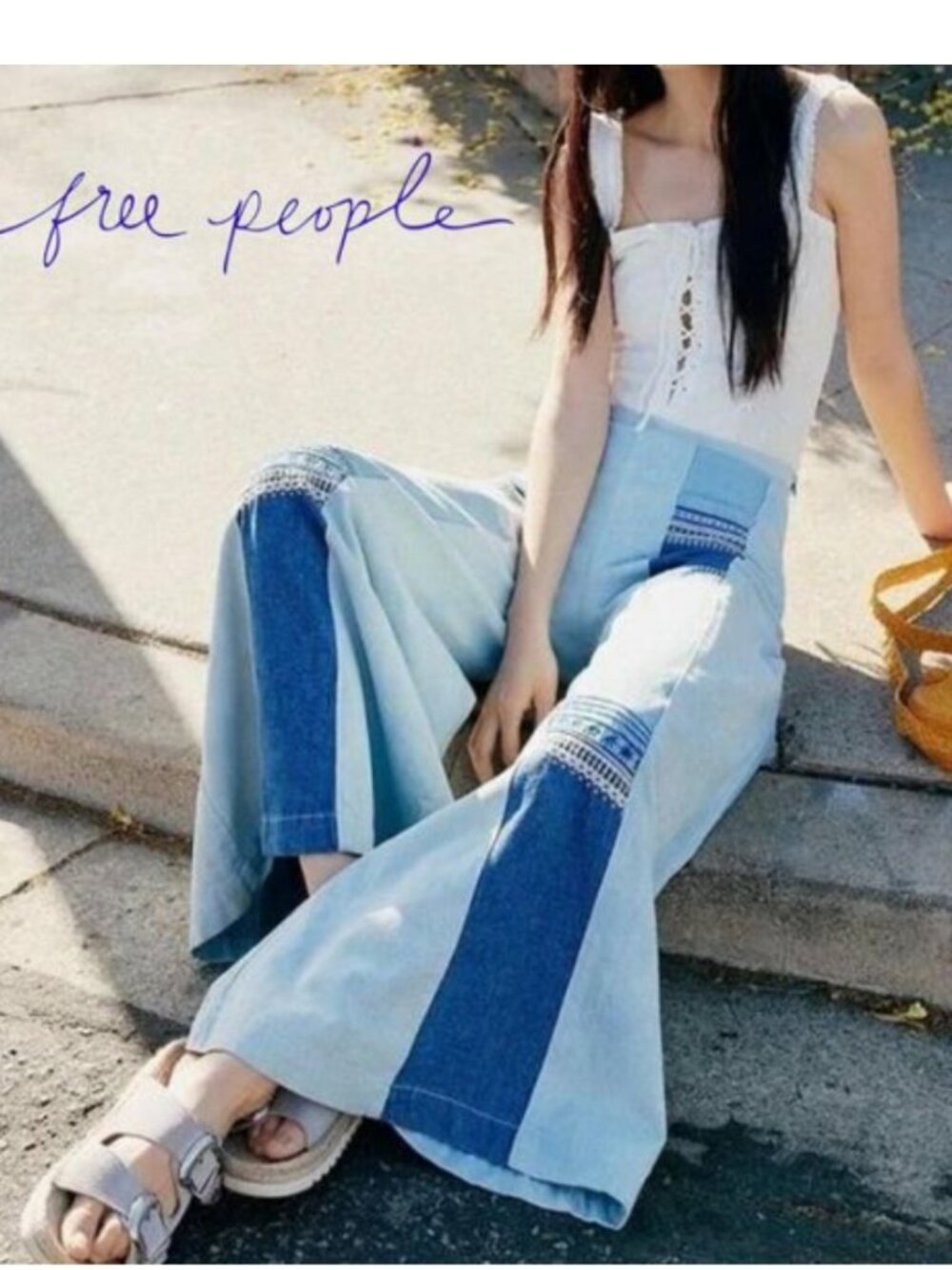 Free People Willa Pieced Wide Leg High Rise Jeans Size 29